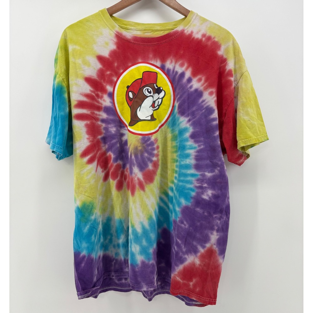 Buc-ee's Tie Dye T-Shirt Men's 2XL Multicolor Spiral Peace Love Buc-ee's